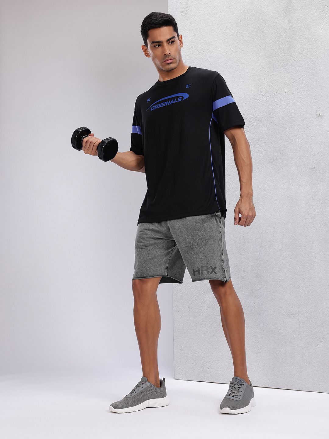 HRX by Hrithik Roshan Men Brand Logo Print Pure Cotton Washed Effect Training Shorts