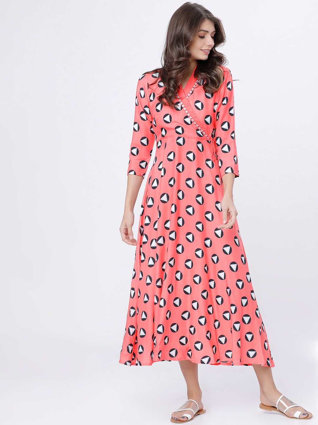 Vishudh Women Coral Printed Maxi Length Anarkali Kurta