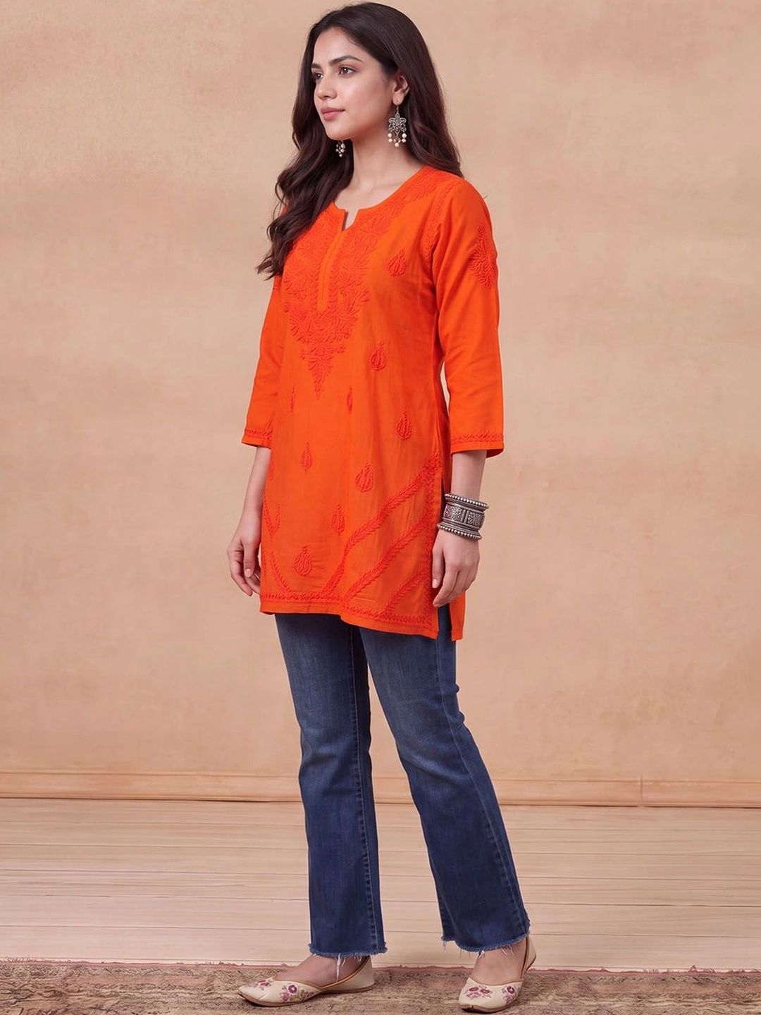 Rumah Wanita Chikankari Sulam Kurta Chikankari