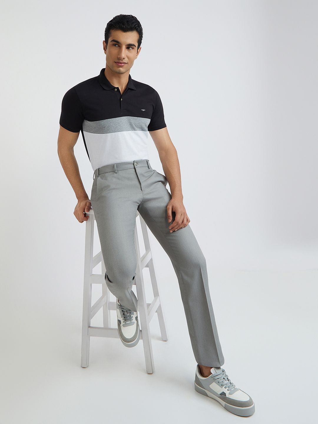 Park Avenue Colourblocked Polo Collar Slim Fit T-shirt