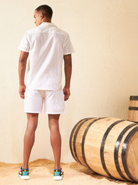 Dennison Solid Cuban Collar Comfort Fit Shirt With Shorts Co-ords