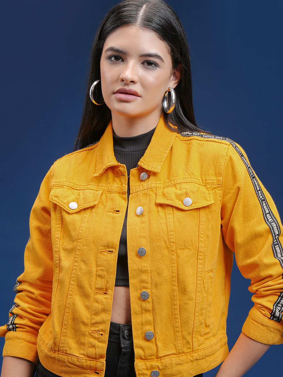 Tokyo Talkies Women Yellow Solid Denim Jacket