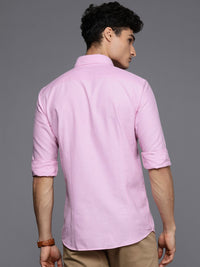 Raymond Men Pink Embroidered Slim Fit Pure Cotton Casual Shirt
