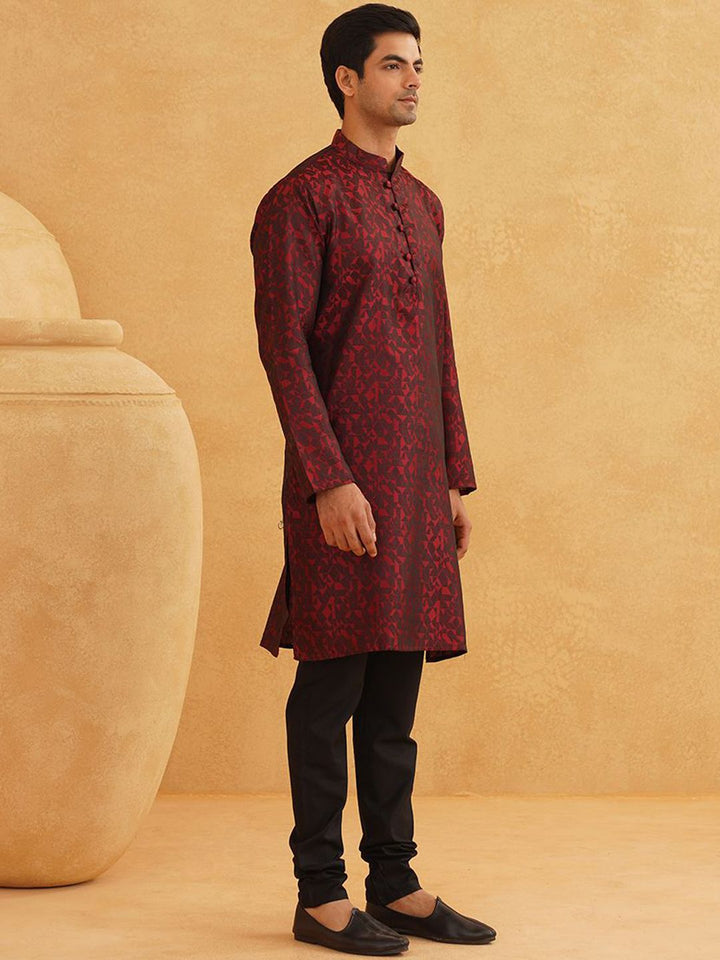 SOJANYA Rekaan Tenun Geometrik Kurta Lurus Biasa Dengan Churidar