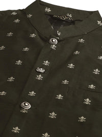 SOJANYA Men Green Ethnic Motifs Kurta Set With Nehru Jacket