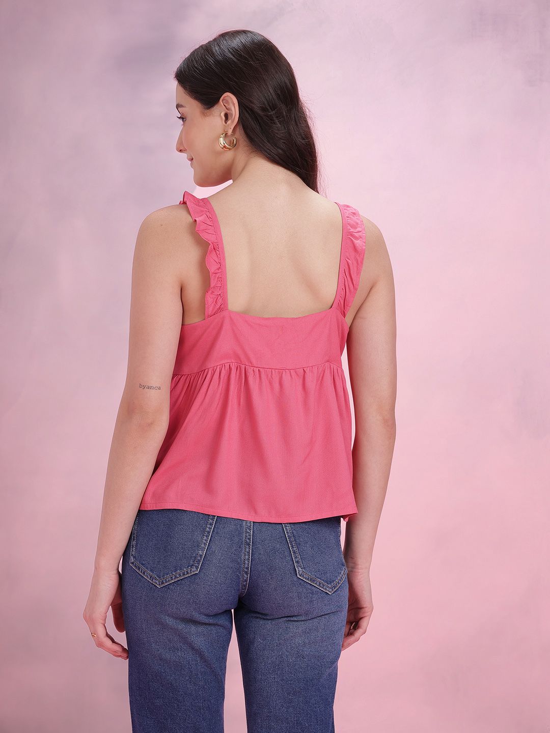 DressBerry Front Tie-Ups Ruffled Empire Top