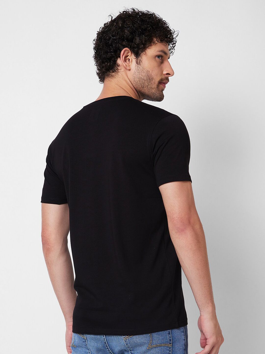 SPYKAR Typography Printed Round Neck Cotton Slim Fit T-shirt