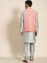 SOJANYA Men Woven Design Kurta with Churidar with Nehru Jacket