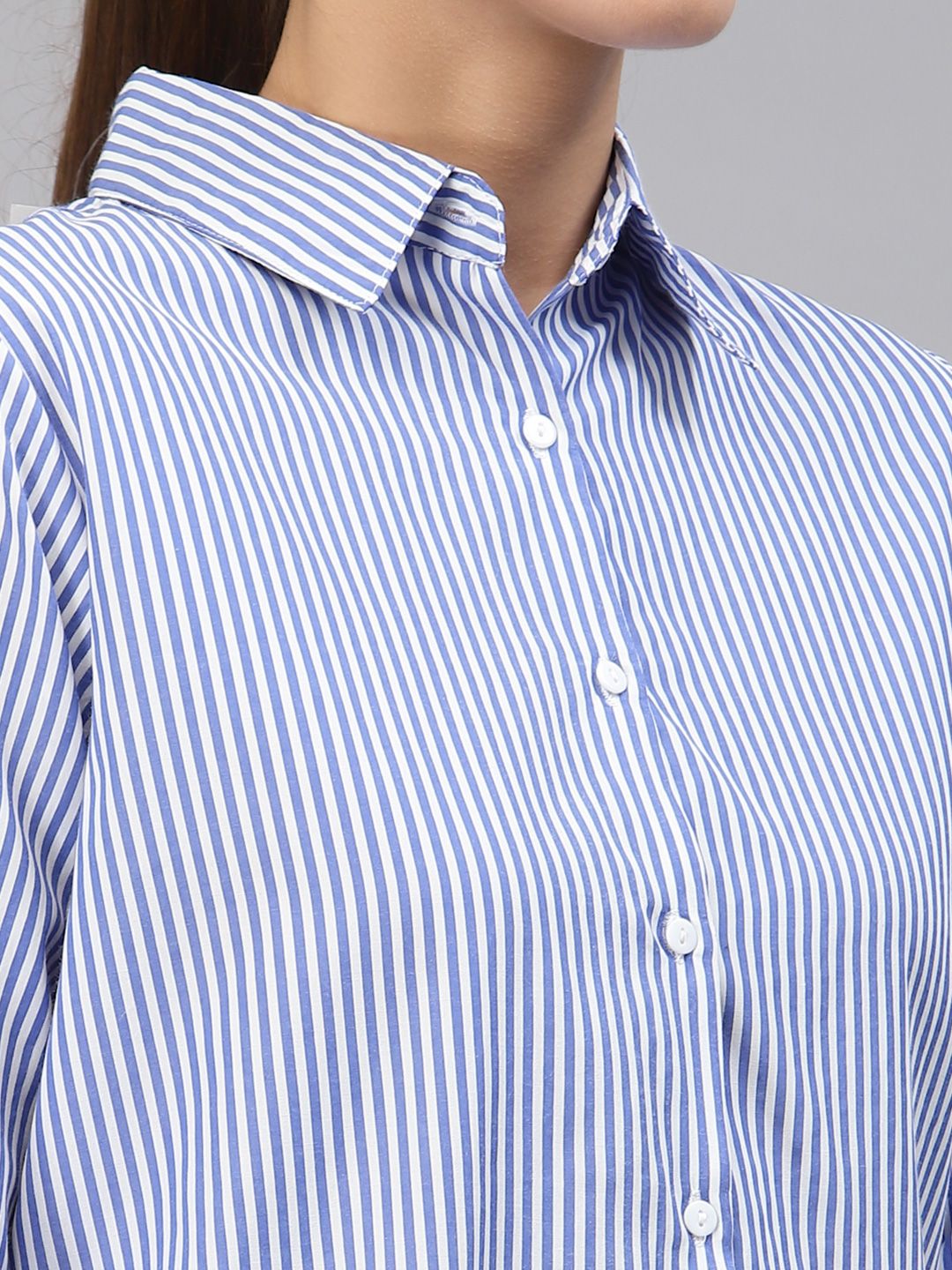 Style Quotient Women Blue Smart Striped Casual Shirt
