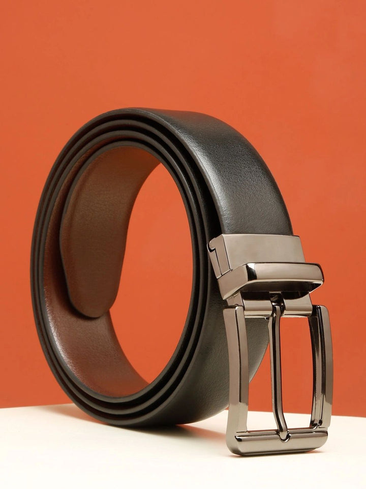 Teakwood Leathers Men Textured Leather Reversible Belt
