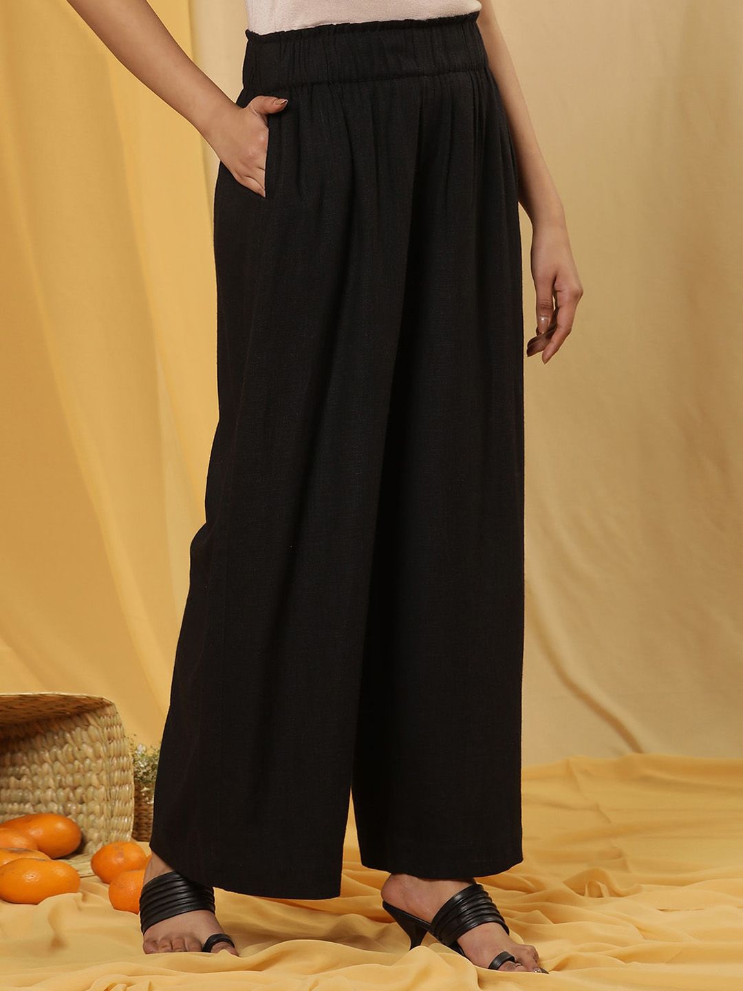 W Women Straight Fit Pleated Parallel Trousers