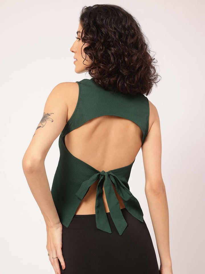 DressBerry Textured Open Back Crop Top