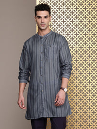 House of Pataudi Ethnic Motifs Printed & Striped Rozana Kurta