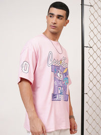 Highlander Lelaki Besar Turun Bahu Bulat Leher Separuh Lengan T Shirt