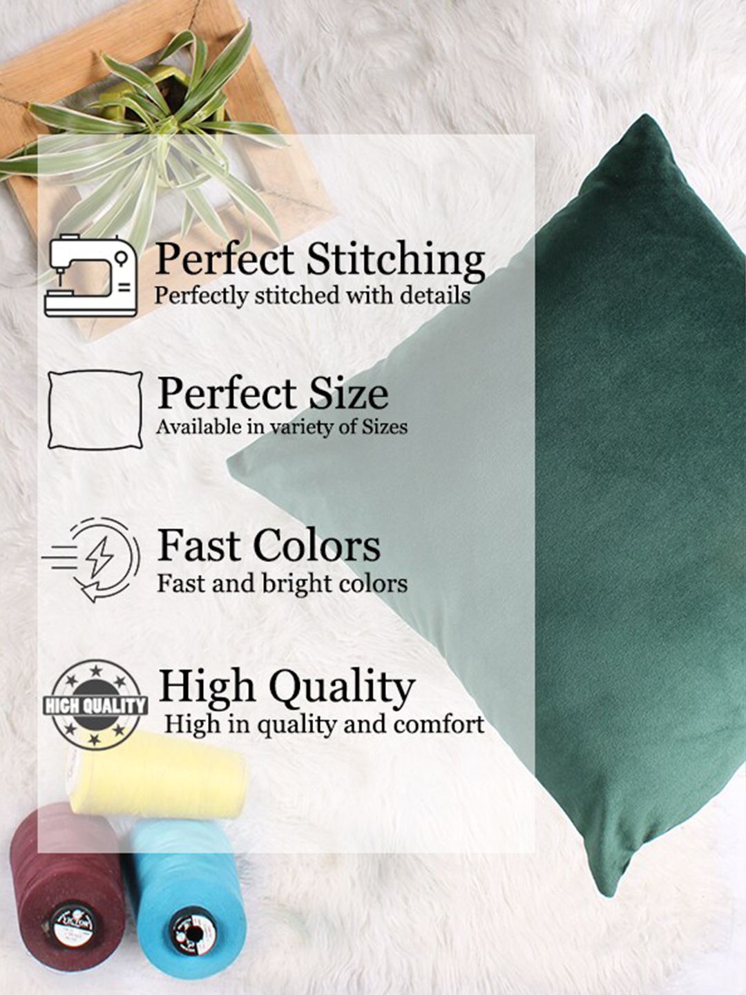 STITCHNEST Green 2 Pieces Velvet Square Cushion Covers