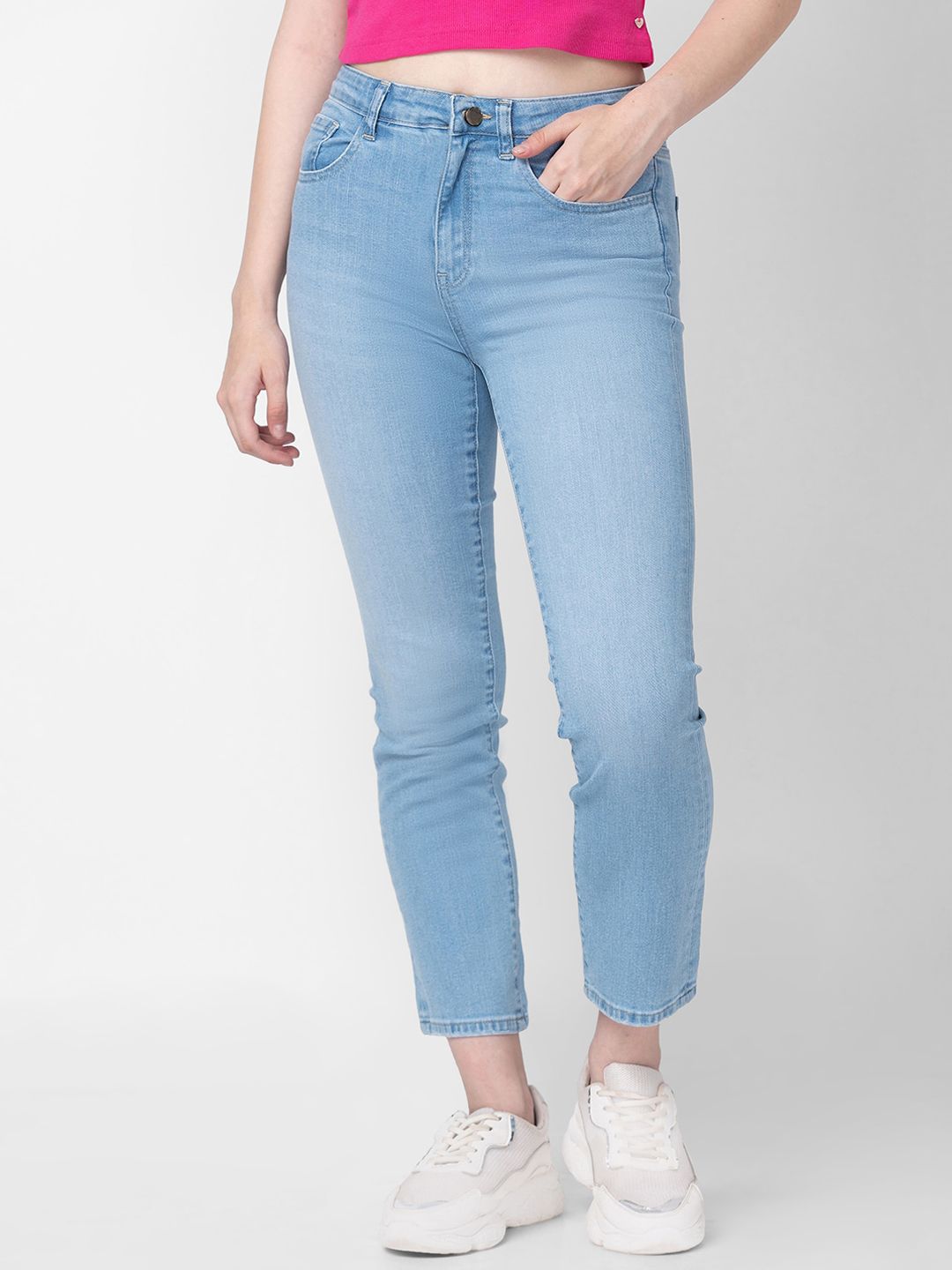 SPYKAR Women Blue Straight Fit Light Fade Jeans