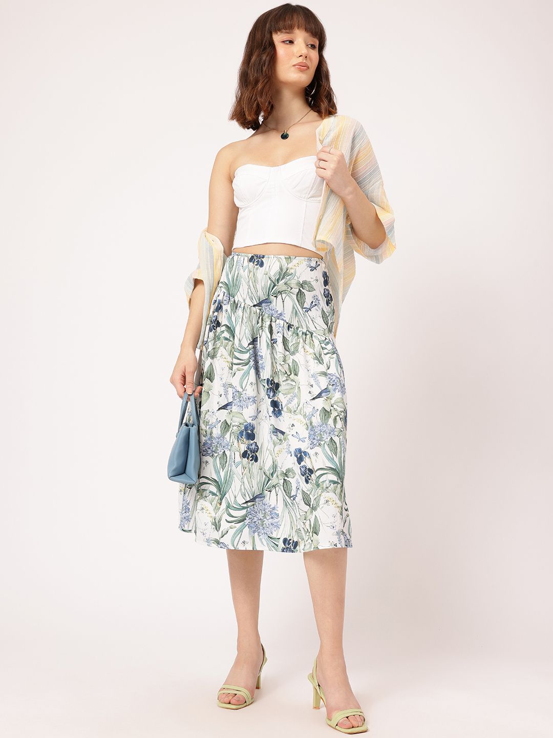 DressBerry Women Meadow Drift Crinkled Gathered A-Line Skirt