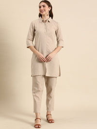 Anouk Beige Striped Tunic with Trousers