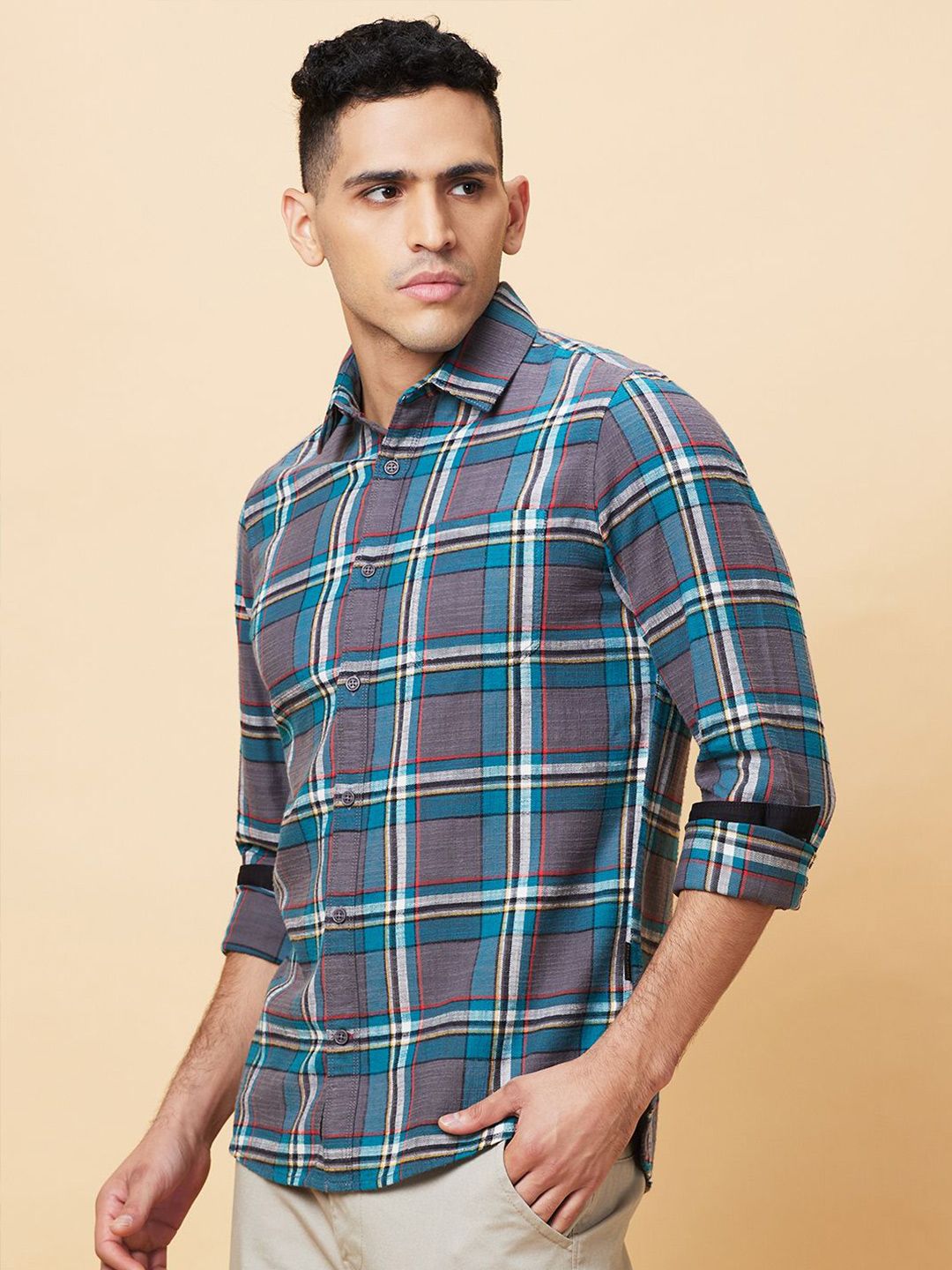 Being Human Men Slim Fit Tartan Checks Opaque Checked Casual Shirt