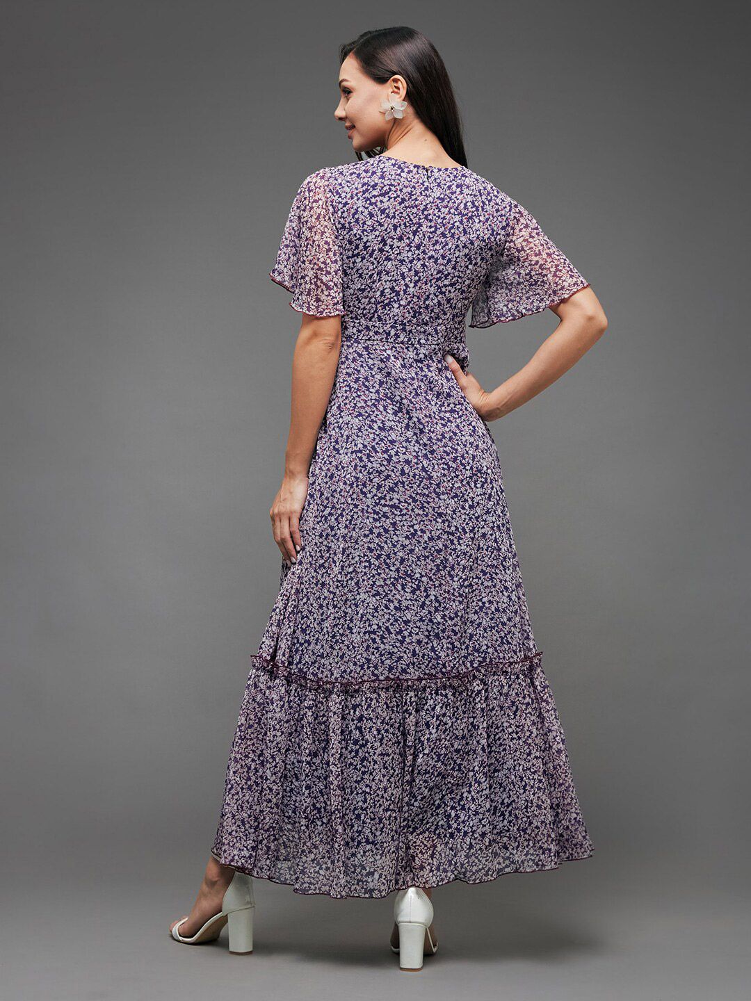 Miss Chase Floral Printed Flared Sleeve Maxi Dress