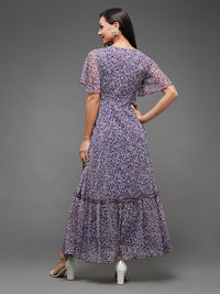 Miss Chase Floral Printed Flared Sleeve Maxi Dress