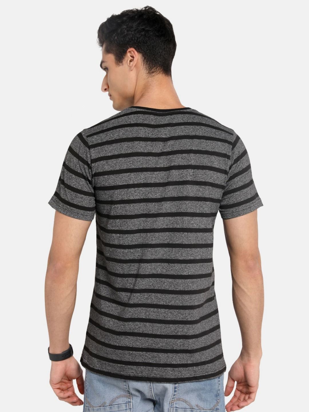 ADRO Men Striped Round Neck Cotton T-shirt