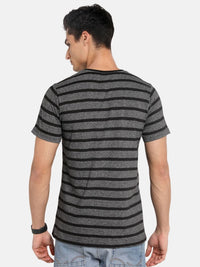 ADRO Men Striped Round Neck Cotton T-shirt