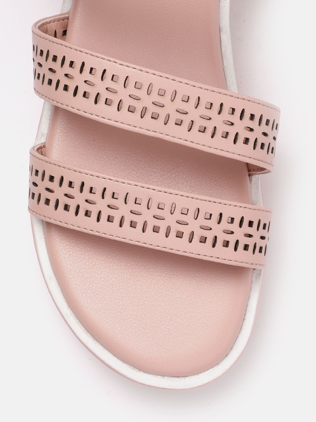 DressBerry Women Textured Open Toe Flats with Laser Cuts