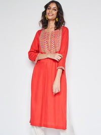 Global Desi Ethnic Motifs Yoke Design Thread Work Kurta