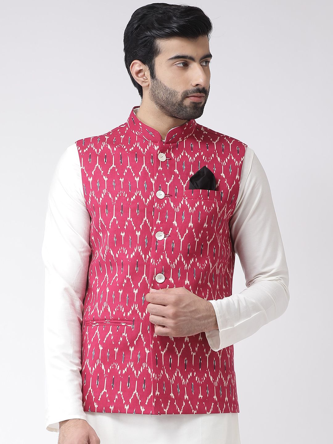 KISAH Men Printed Zari  Regular Fit Nehru Jacket