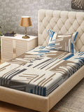 KLOTTHE Green & Brown Printed 300 TC Single Bedsheet & Pillow Covers