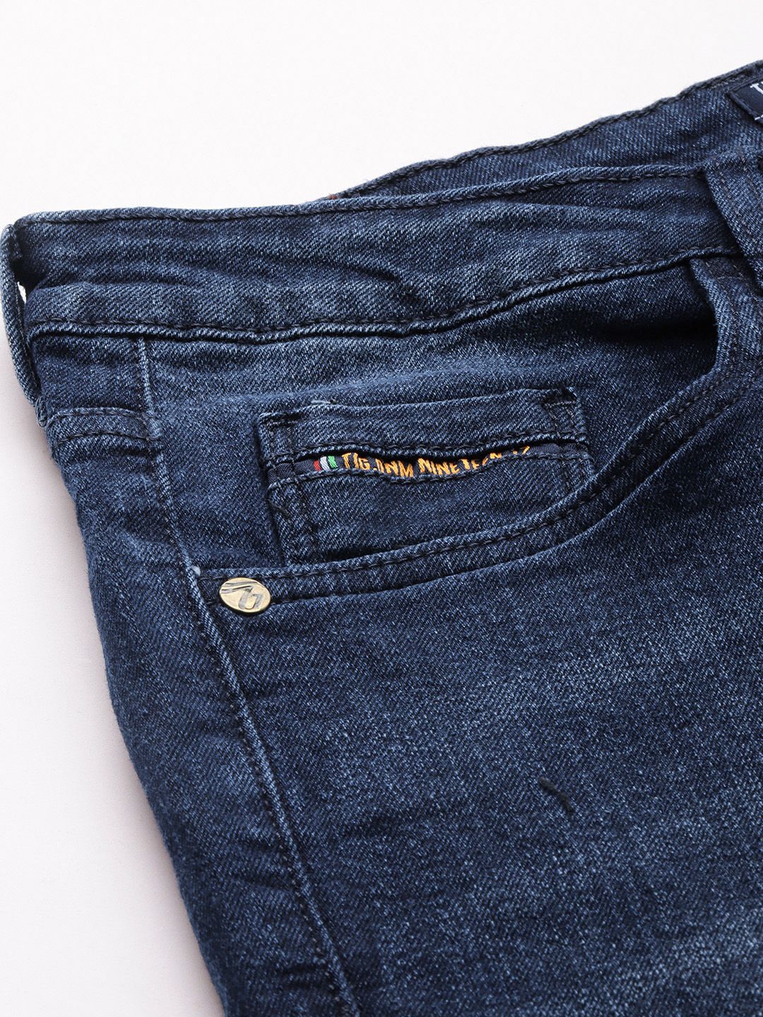 The Indian Garage Co Men Navy Blue Skinny Fit Light Fade Stretchable Jeans