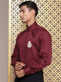 House of Pataudi Embroidered Pure Cotton Opaque Party Shirt