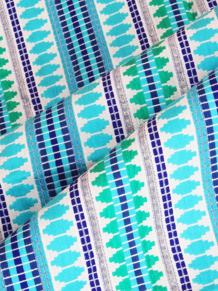 STITCHNEST Blue & White 2 Pieces Ethnic Motifs Woollen Rectangle Cushion Cover