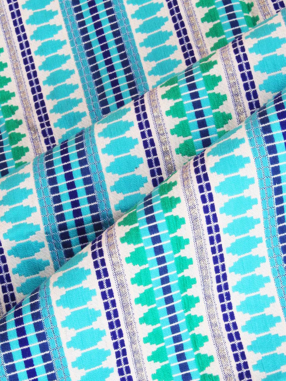STITCHNEST Blue & White 2 Pieces Ethnic Motifs Woollen Rectangle Cushion Cover