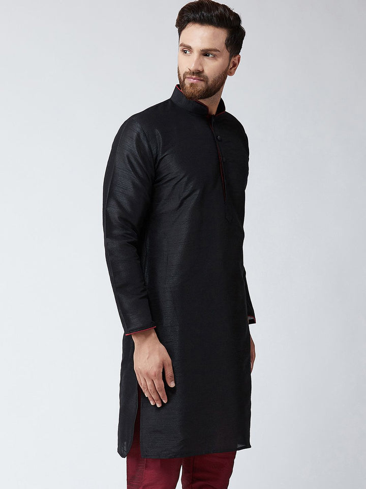 SOJANYA Men Black Solid Straight Kurta