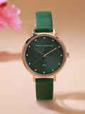 Sambungan Perancis Wanita Bulat Kulit Analog Watch FCN00080A