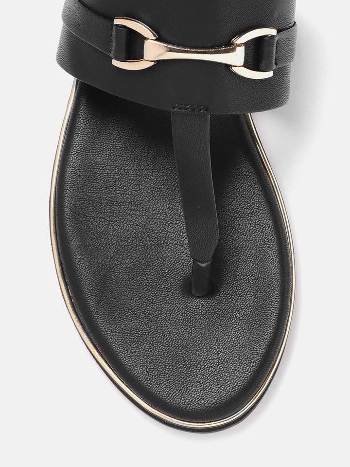 Lino Perros Metallic Detail T-Strap Flats