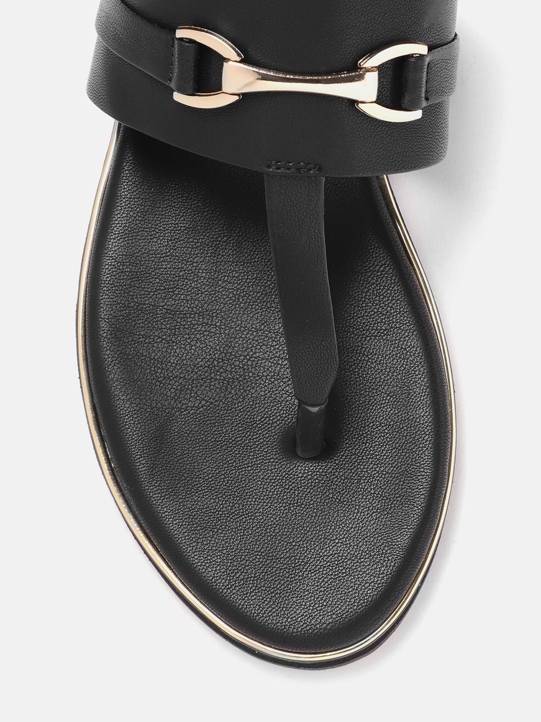 Lino Perros Metallic Detail T-Strap Flats