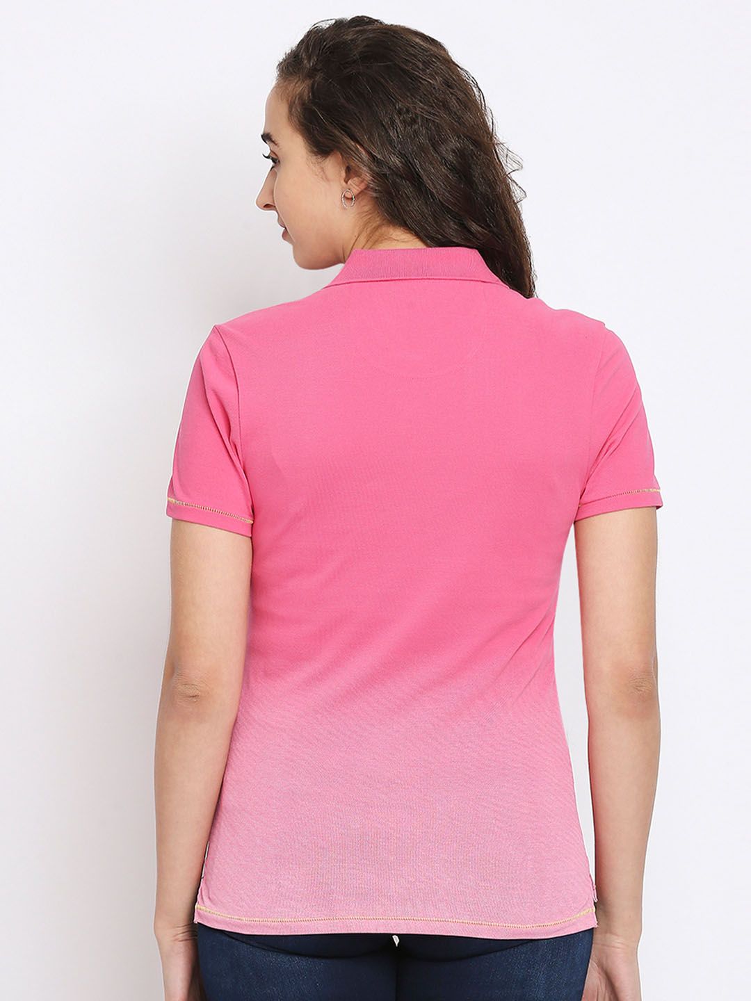 Being Human Women Pink Polo Collar Regular Fit Cotton T-shirt