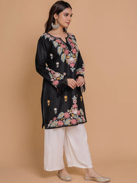 HOUSE OF KARI Floral Embroidered Cotton Straight Kurta