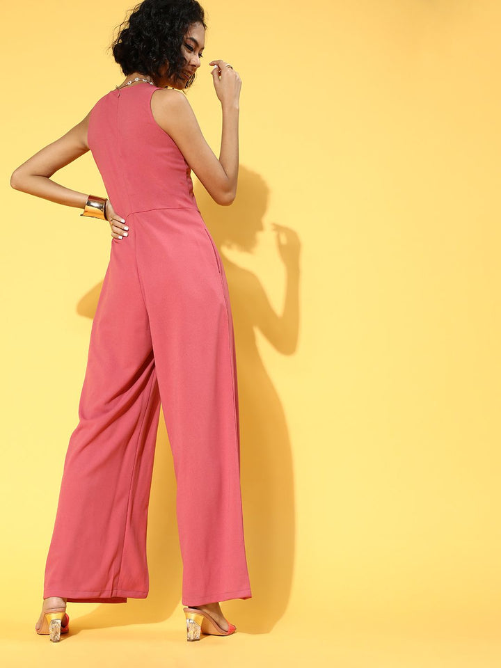 Athena Women Attractive Peach Solid Jumpsuit
