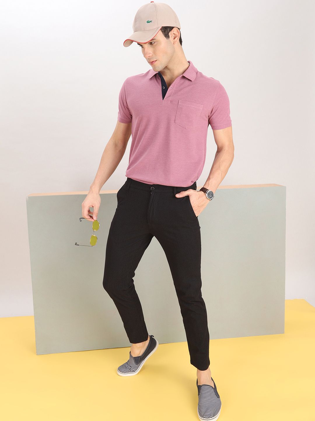 The Indian Garage Co Men Black Slim Fit Easy Wash Trousers