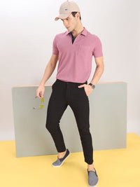 The Indian Garage Co Men Black Slim Fit Easy Wash Trousers