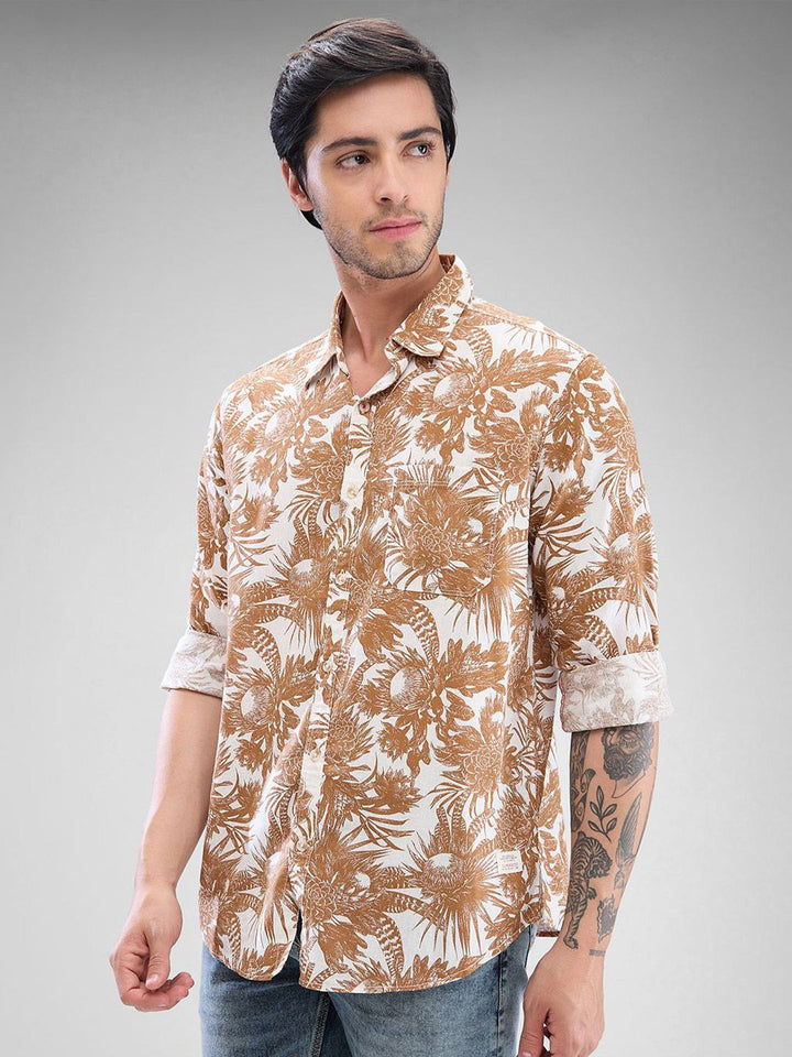 SPYKAR Men Slim Fit Floral Printed Opaque Spread Collar Casual Shirt