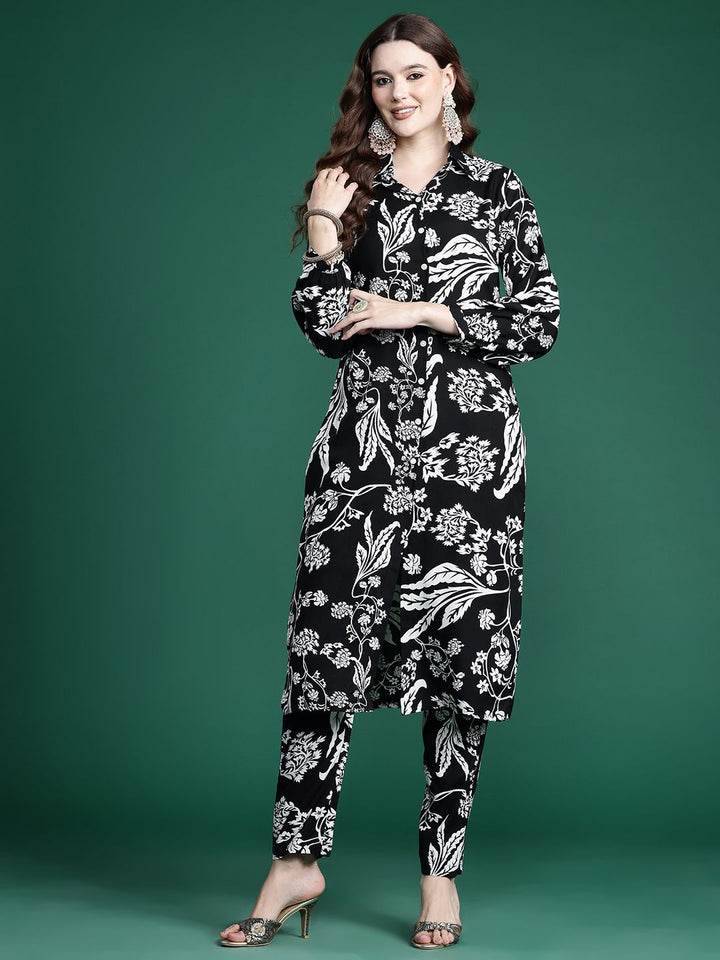 Indo Era Floral Printed Kurta with Trousers