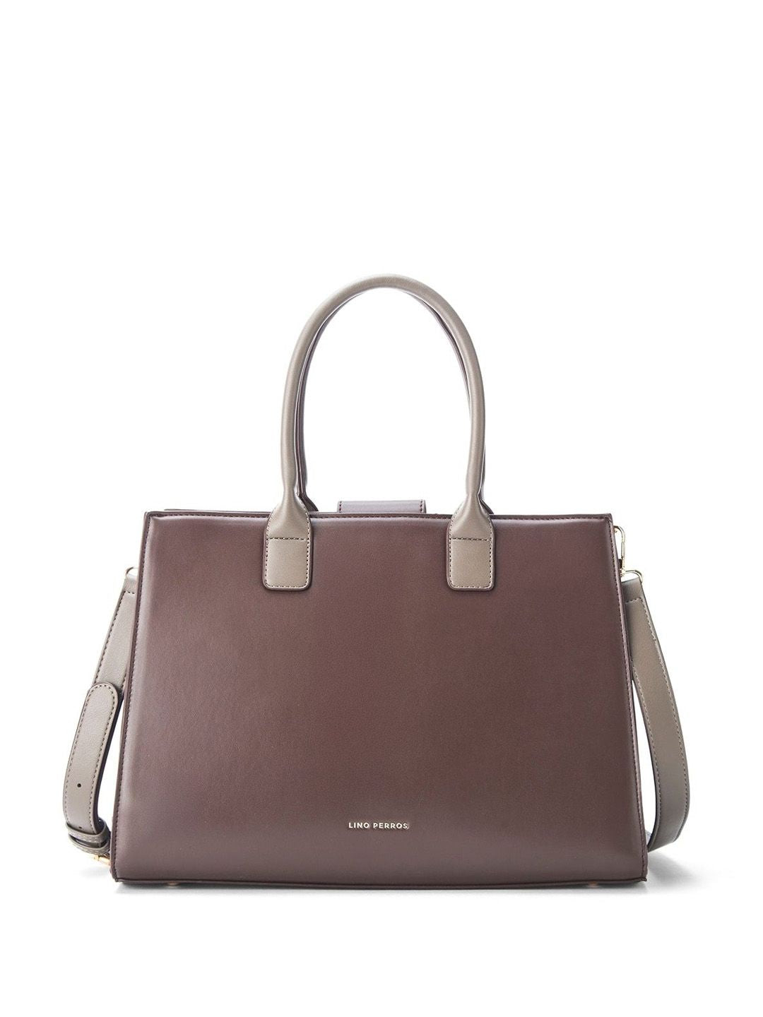 Lino Perros Colourblocked Oversized Structured Satchel with Applique
