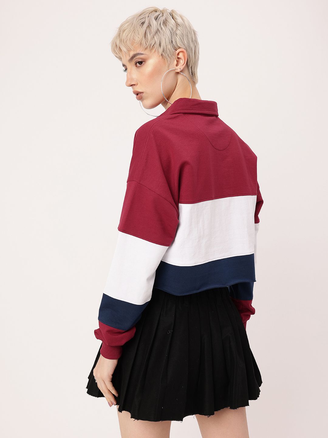 DressBerry Boss Babe Colorblocked Boxy Crop Sweatshirts