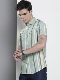 The Indian Garage Co Men Slim Fit Opaque Striped Casual Shirt
