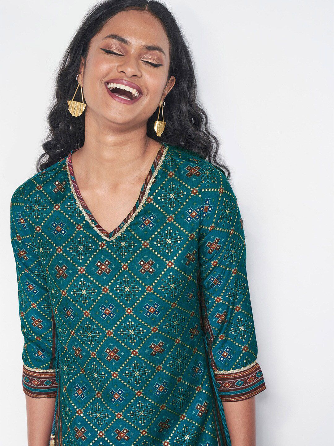 Global Desi Geometric Printed Kurta